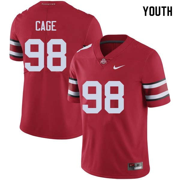 Ohio State Buckeyes #98 Jerron Cage Youth Stitched Jersey Red
